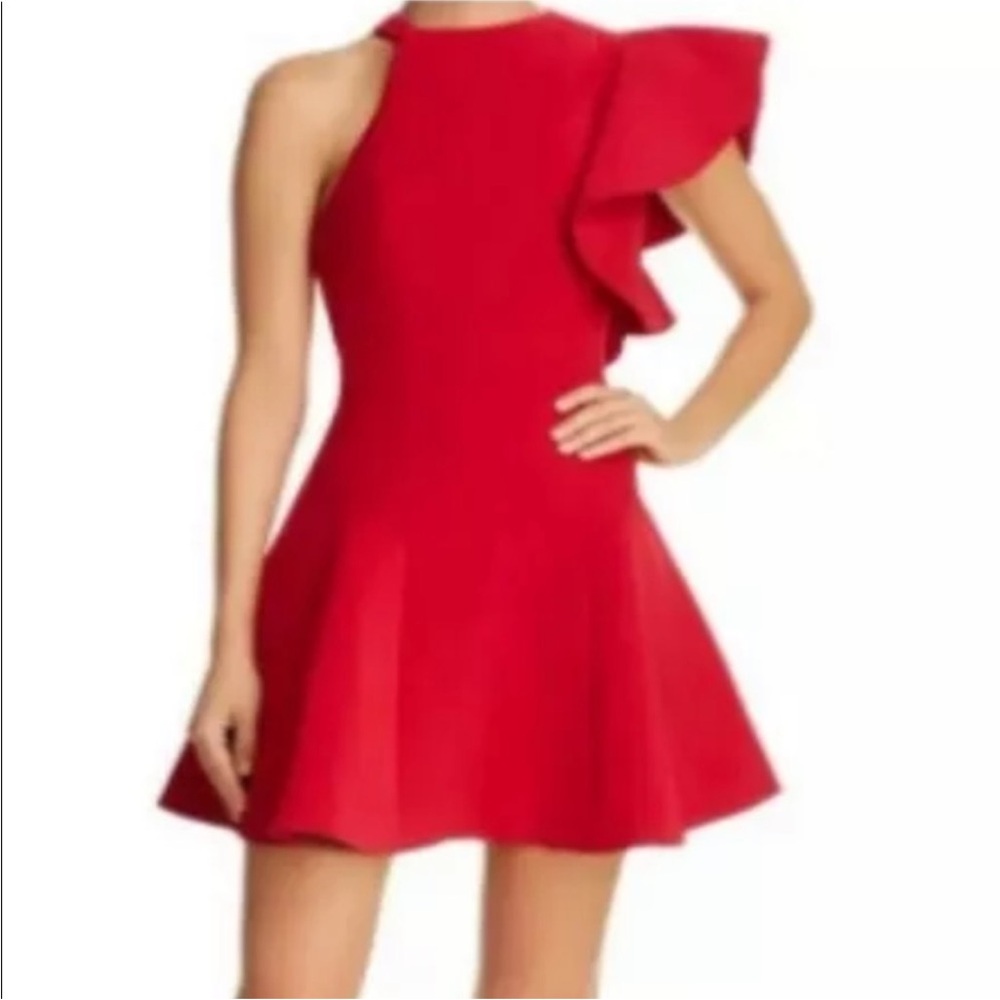 C//MEO collective heart commands one shoulder ruffle red dress size Medium